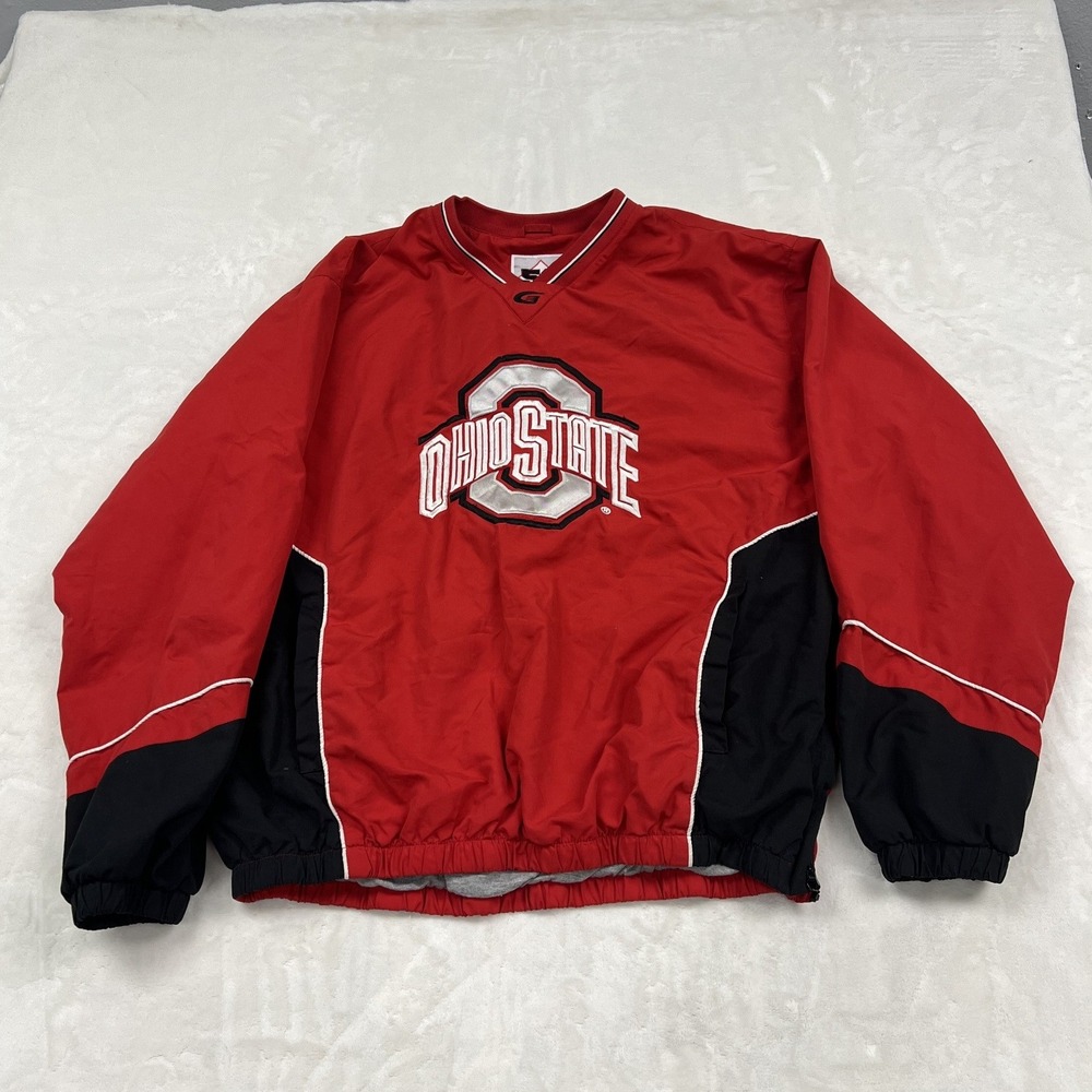 G-III Ohio State Buckeyes Windbreaker Men XL Red Black V-Neck Pullover 58 Sports
